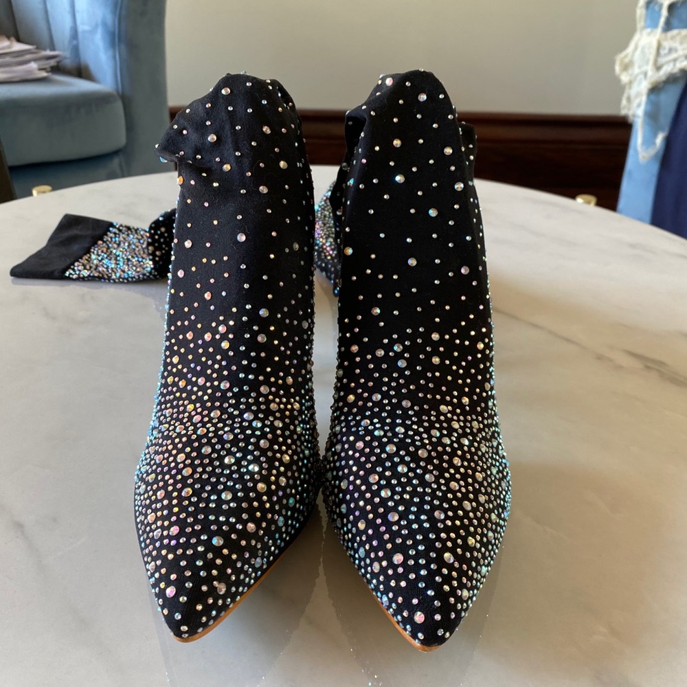 Sparkly High Heel Leather Boots